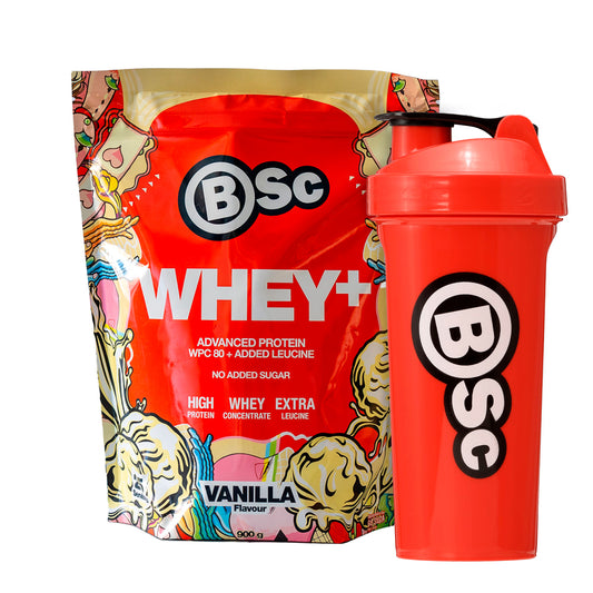 Whey + - Vanilla (900G) og Shaker
