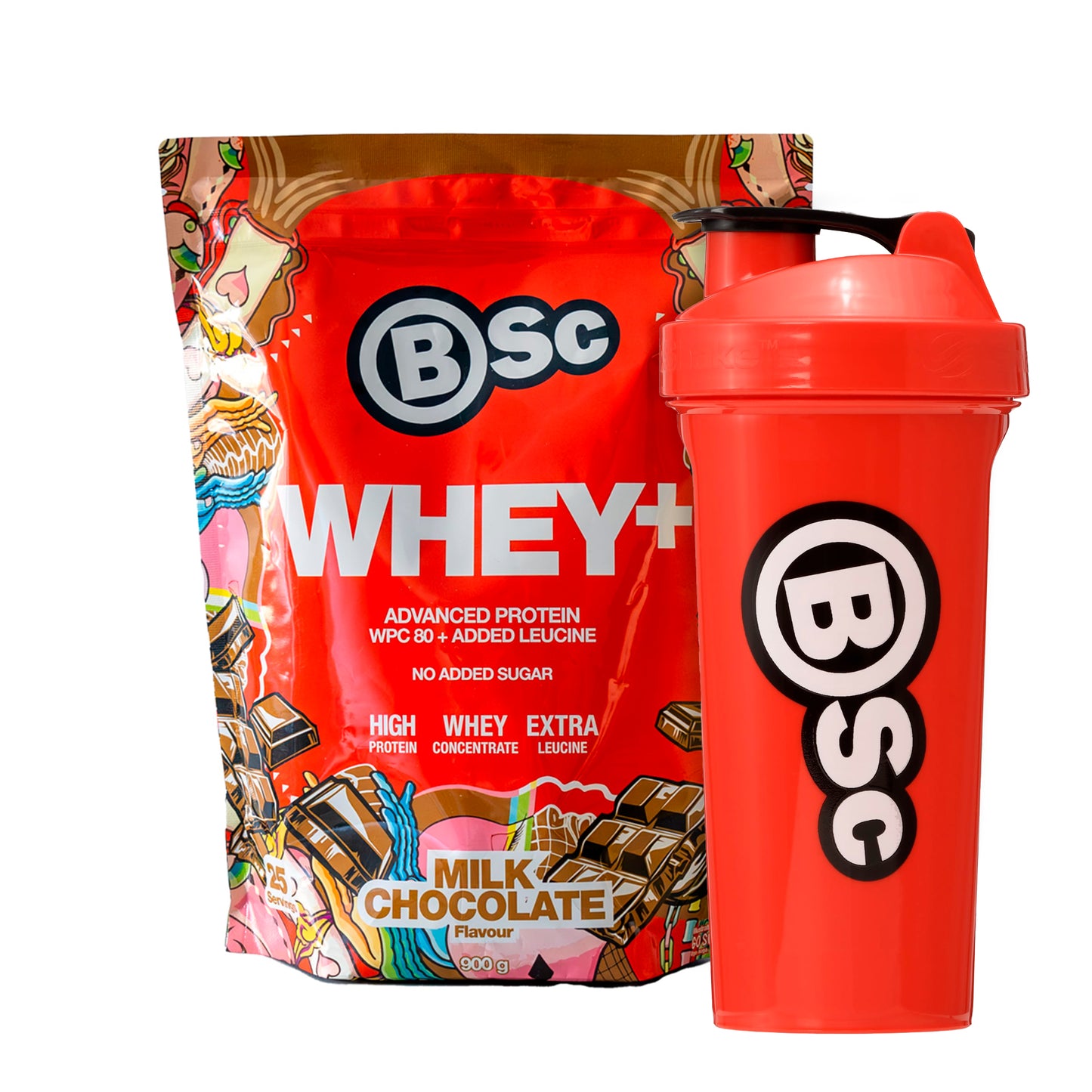 Whey + - Milk Chocolate (900G) og Shaker