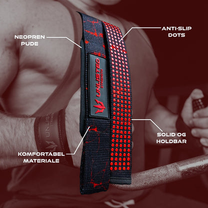 Røde Unlisted Strength lifting straps med fremhævet specifikationer